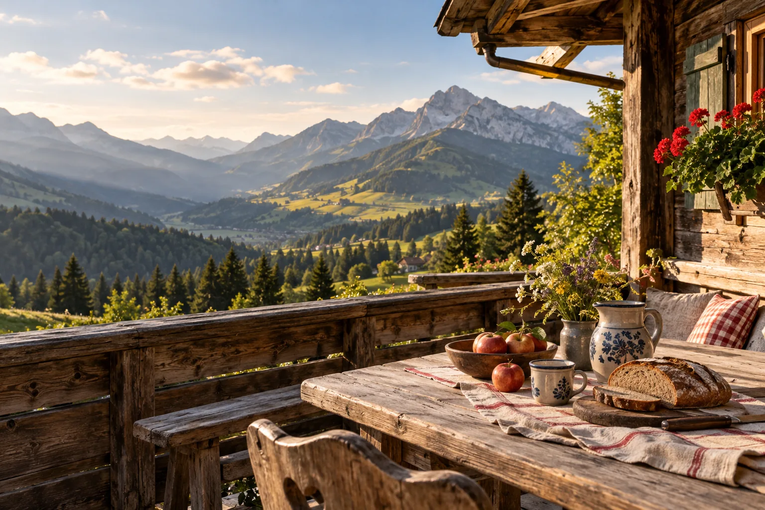 KI-Illustration: Österreich – einladende Tisch- und Küchenatmosphäre
