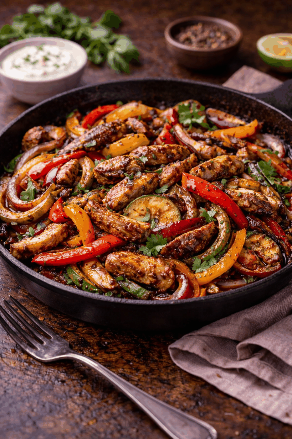 Rezeptfoto: Smoked BBQ-Fajita-Pfanne (Fleischgerichte)