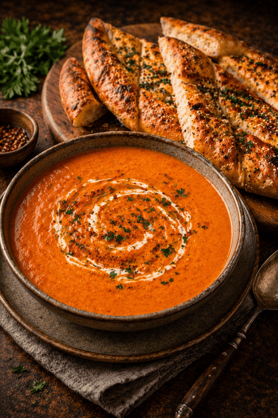 Recipe photo: Ajvar soup with pide (after-work meals)
