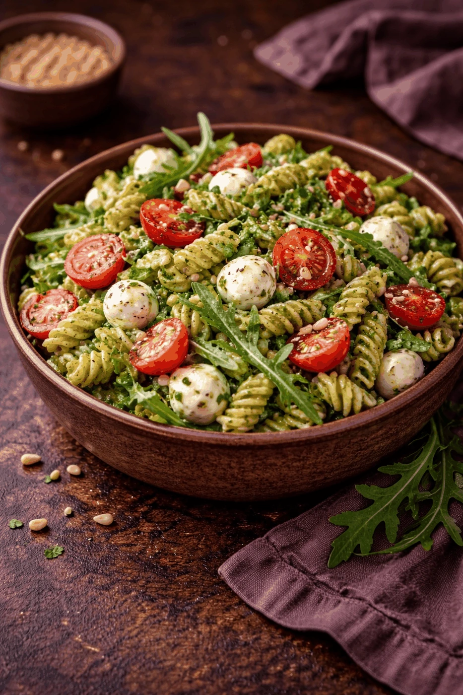 Italienischer Nudelsalat mit Pesto – Rezeptfoto