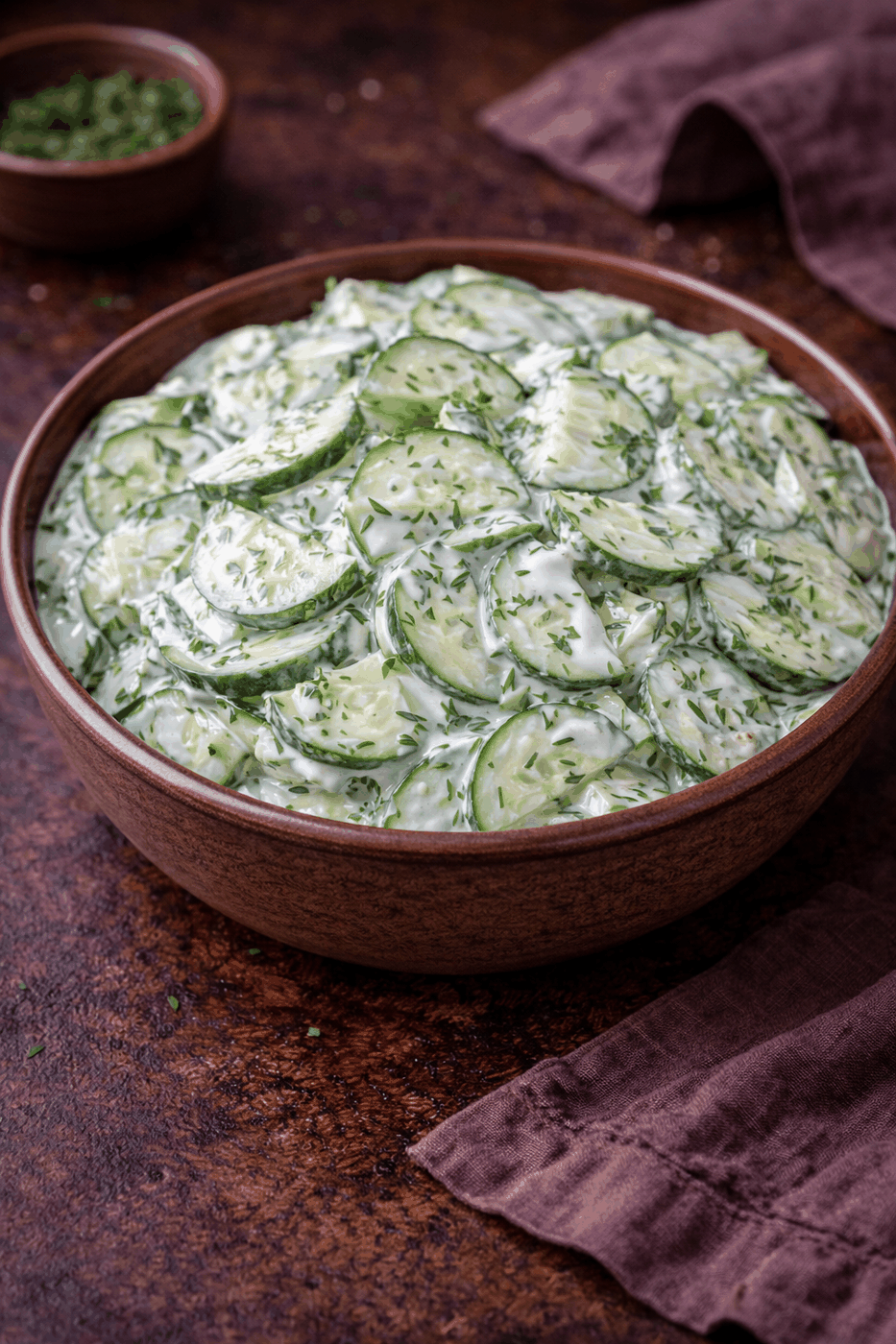 Rezeptfoto: Gurkensalat mit Sahne und Dill (Beilagen)