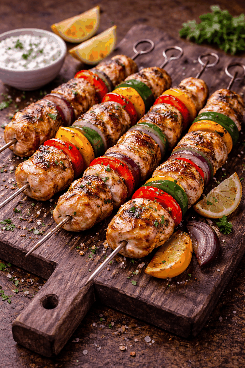 Rezeptfoto: Schaschlik vom Grill – Hähnchen mit Paprika (Osteuropa)