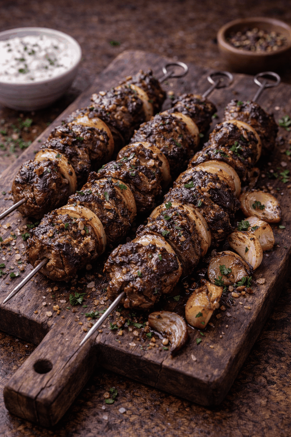 Recipe photo: Grilled shish kebab - beef with garlic-onion marinade (Eastern Europe)