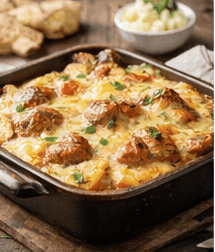 Rezeptfoto: Kartoffelauflauf mit Schmand, Käse & Speck (Beilagen)