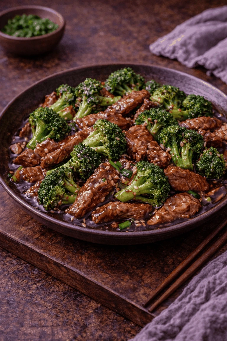 Rindfleisch mit Brokkoli aus dem Wok – Rezeptfoto