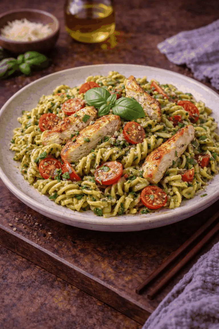 Zdjęcie przepisu: Makaron z pesto i kurczakiem (makarony)