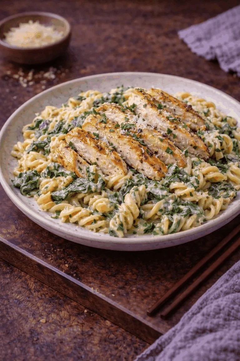 Hähnchen-Spinat-Pasta – Rezeptfoto
