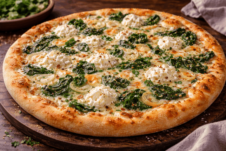 Recipe photo: Pizza Bianca with crème fraîche and red onions (oven dishes)