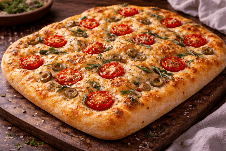 Rezeptfoto: Focaccia mit Rosmarin und Olivenöl (Grundlagen & Saucen)
