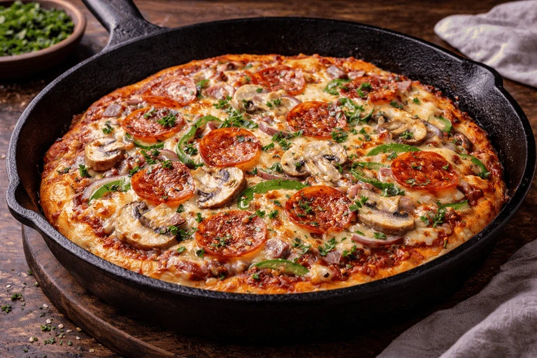 Pizza aus der Pfanne – Rezeptfoto