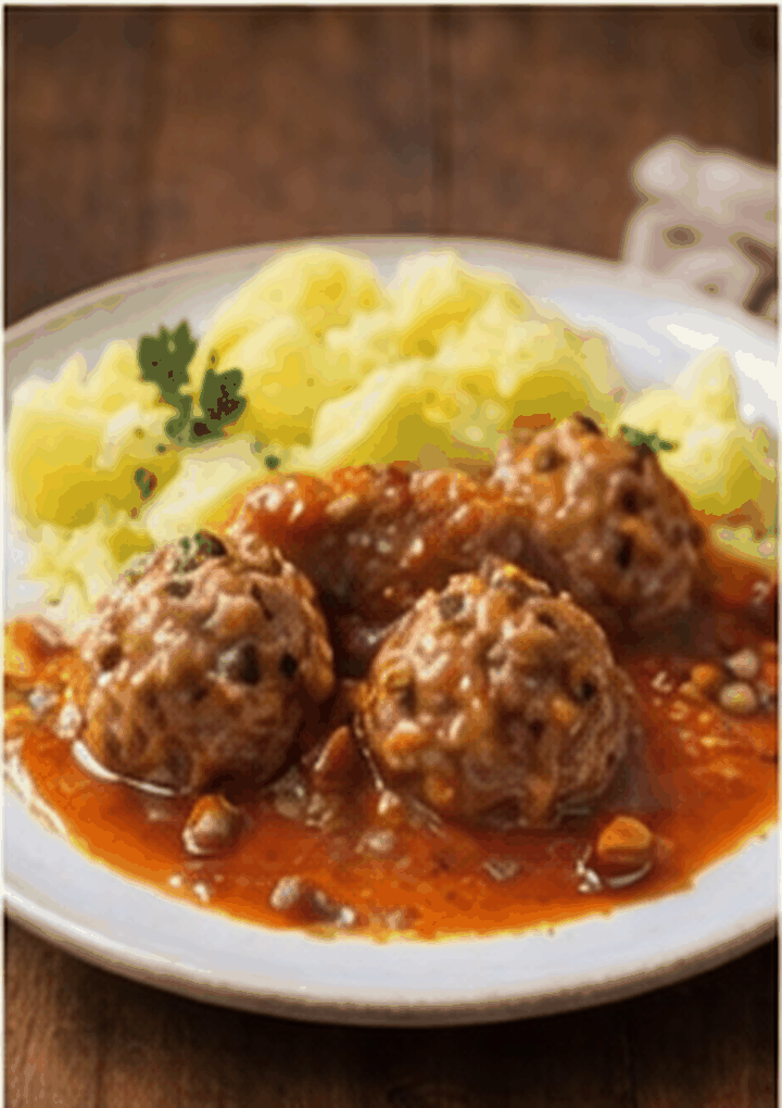 Recipe photo: Dumplings in tomato sauce (Classics & home cooking)