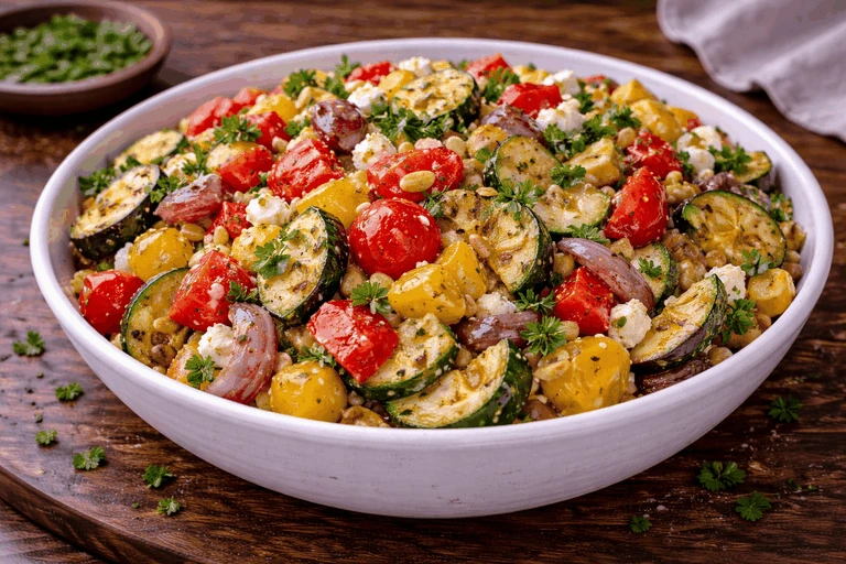 Grillgemüse-Salat mit Feta – Rezeptfoto