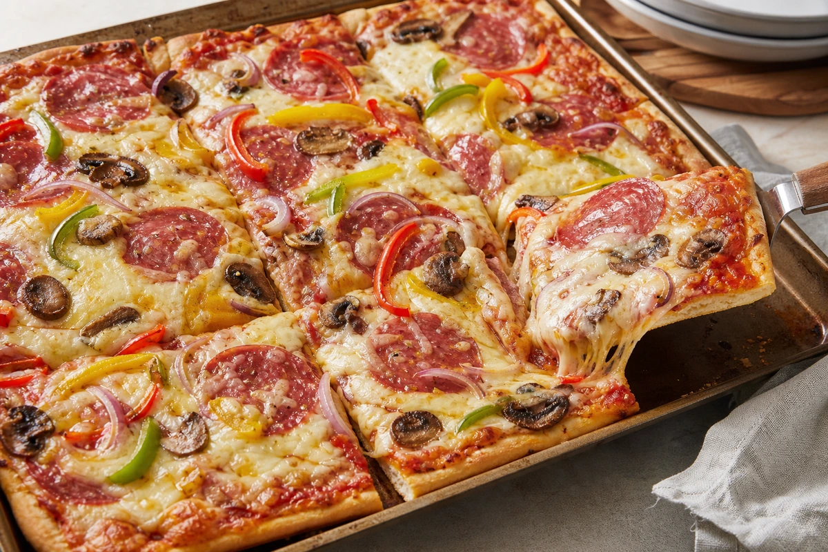 Hauspizza vom Blech – Rezeptfoto