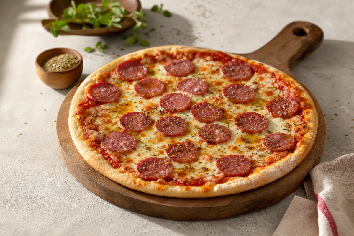 Pizza Salami klassisch – Rezeptfoto
