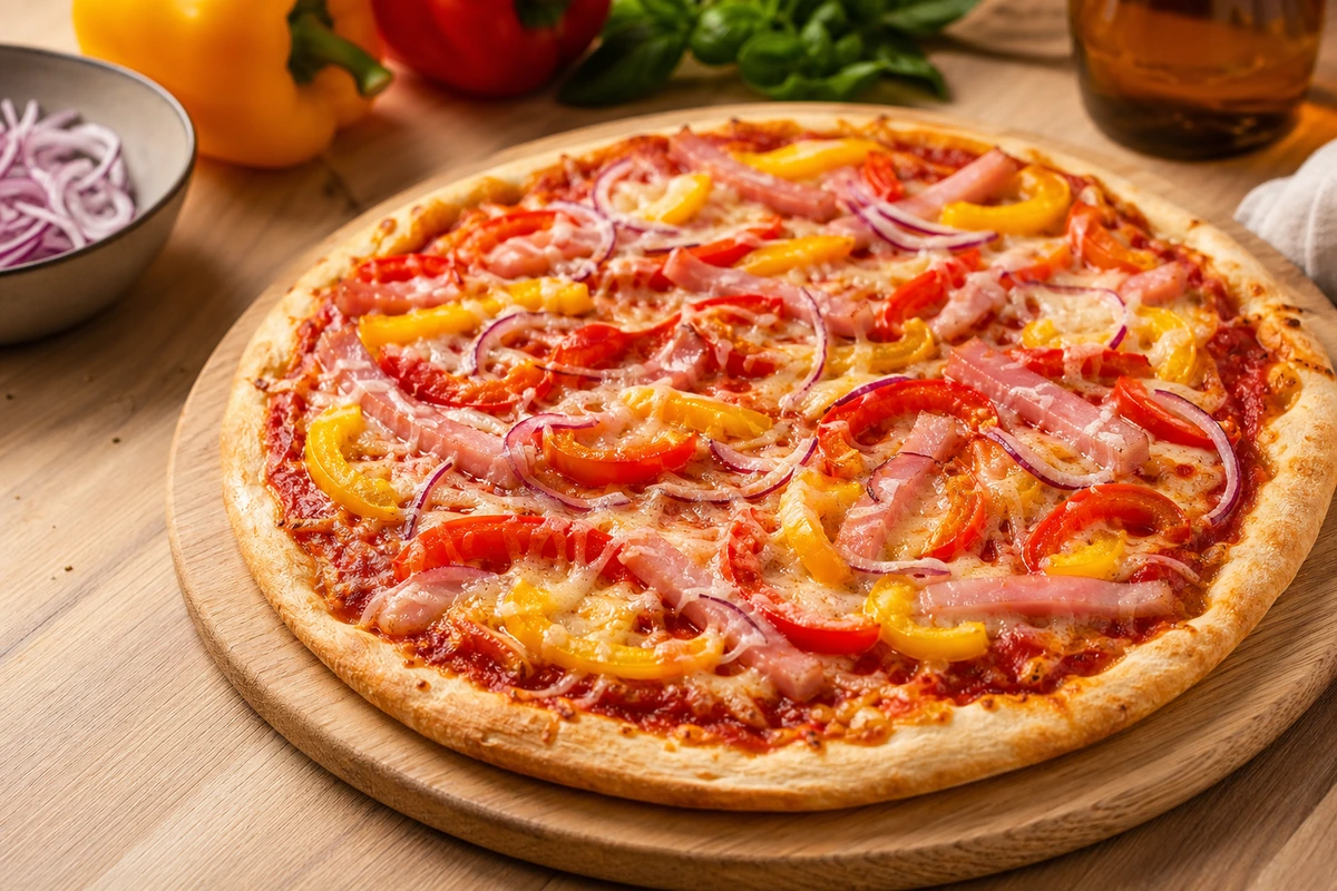 Pizza Schinken-Paprika – Rezeptfoto