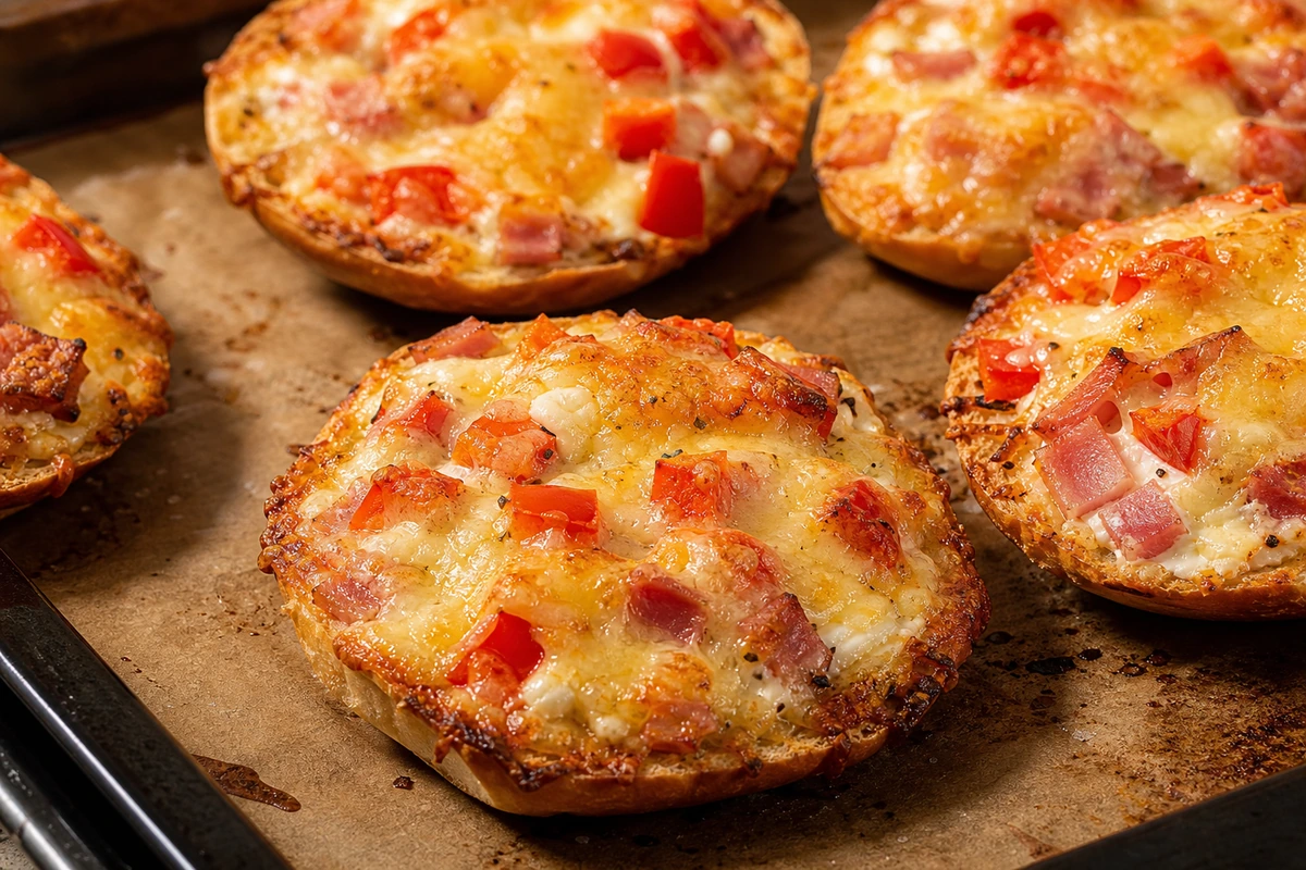 Pizzabrötchen mit Schinken und Käse – Rezeptfoto
