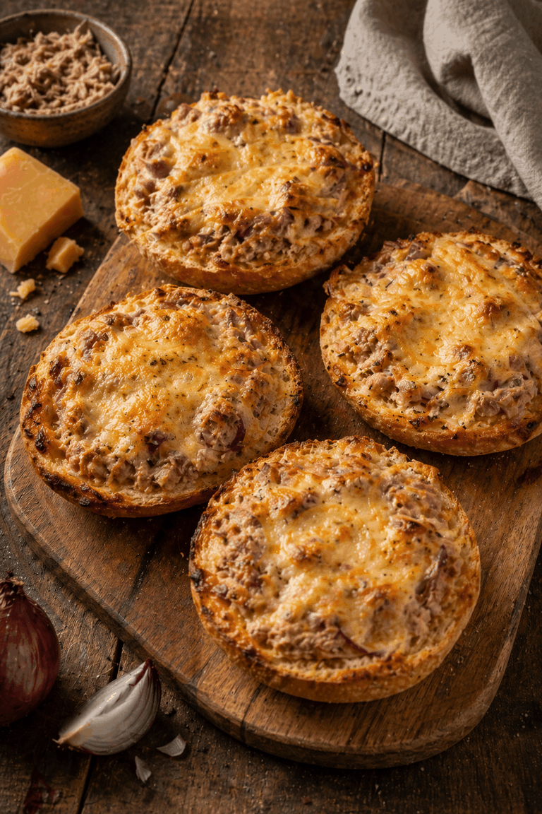 Rezeptfoto: Pizzabrötchen mit Thunfisch und Zwiebel (Snacks)