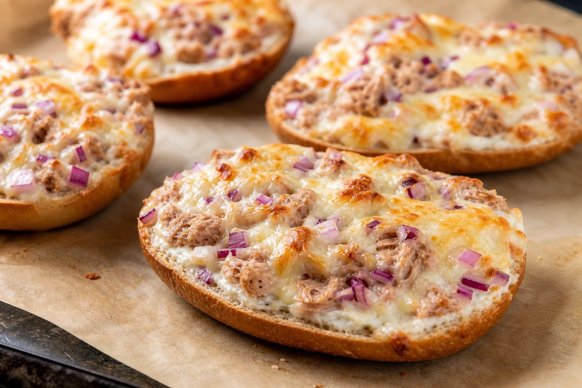 Pizzabrötchen mit Thunfisch und Zwiebel – Rezeptfoto