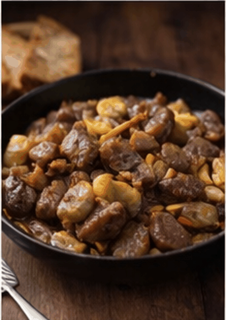 Rezeptfoto: Geflügelleber mit Äpfeln (Geflügelgerichte)