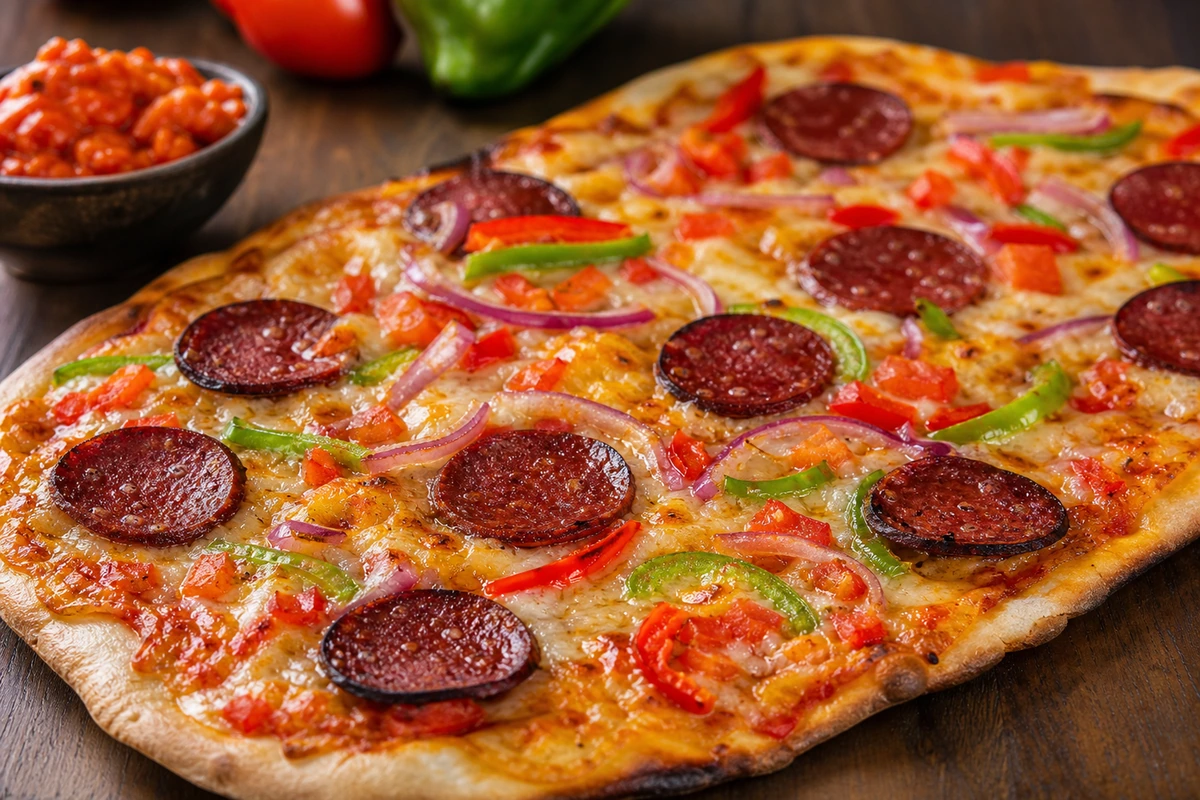 Plážová pizza ve stylu Sucuk – Fotografie jídla