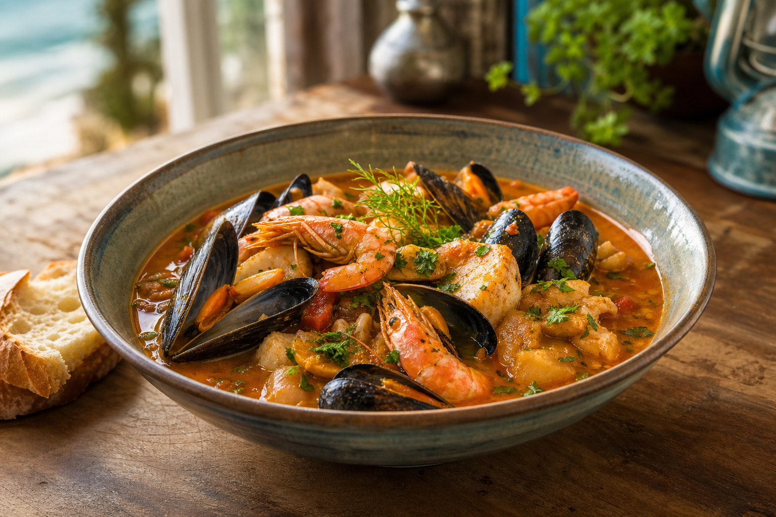 Recipe photo: Bouillabaisse with Mussels & Prawns – Southern France (Mediterranean & North Africa)