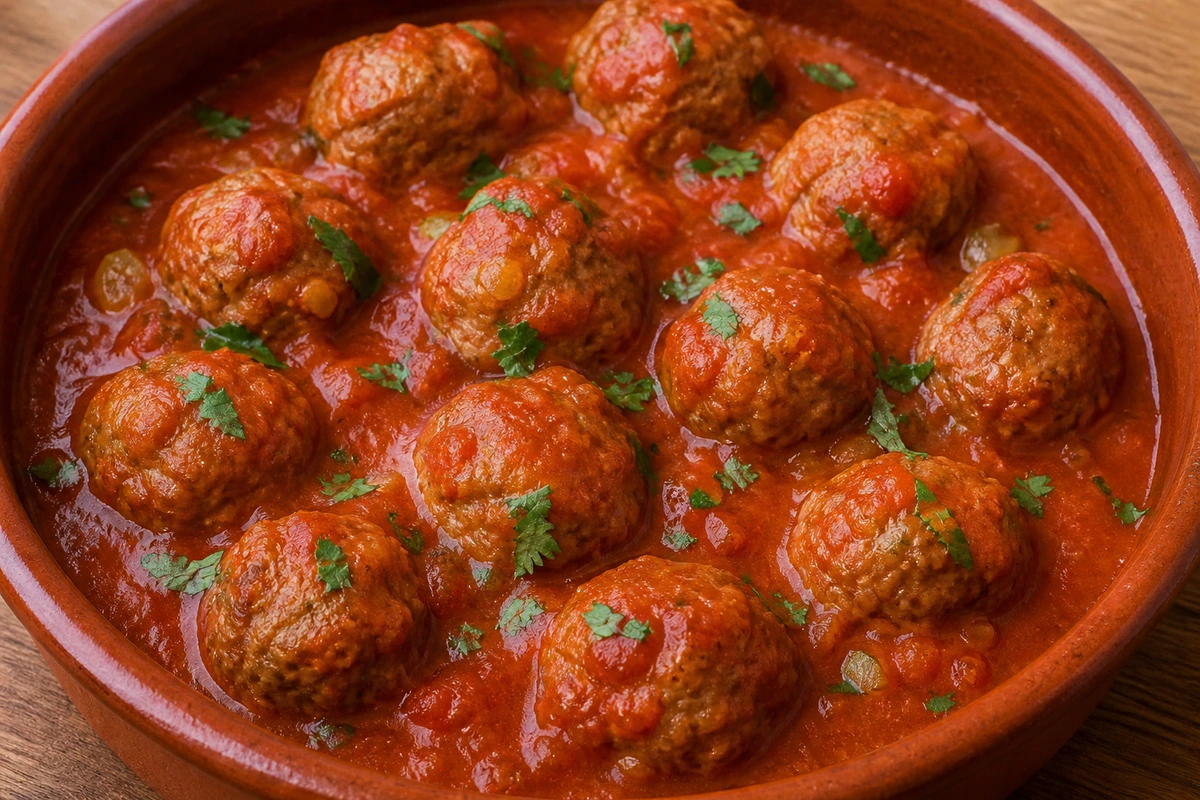 Albóndigas in tomato sauce – AI-generated serving suggestion