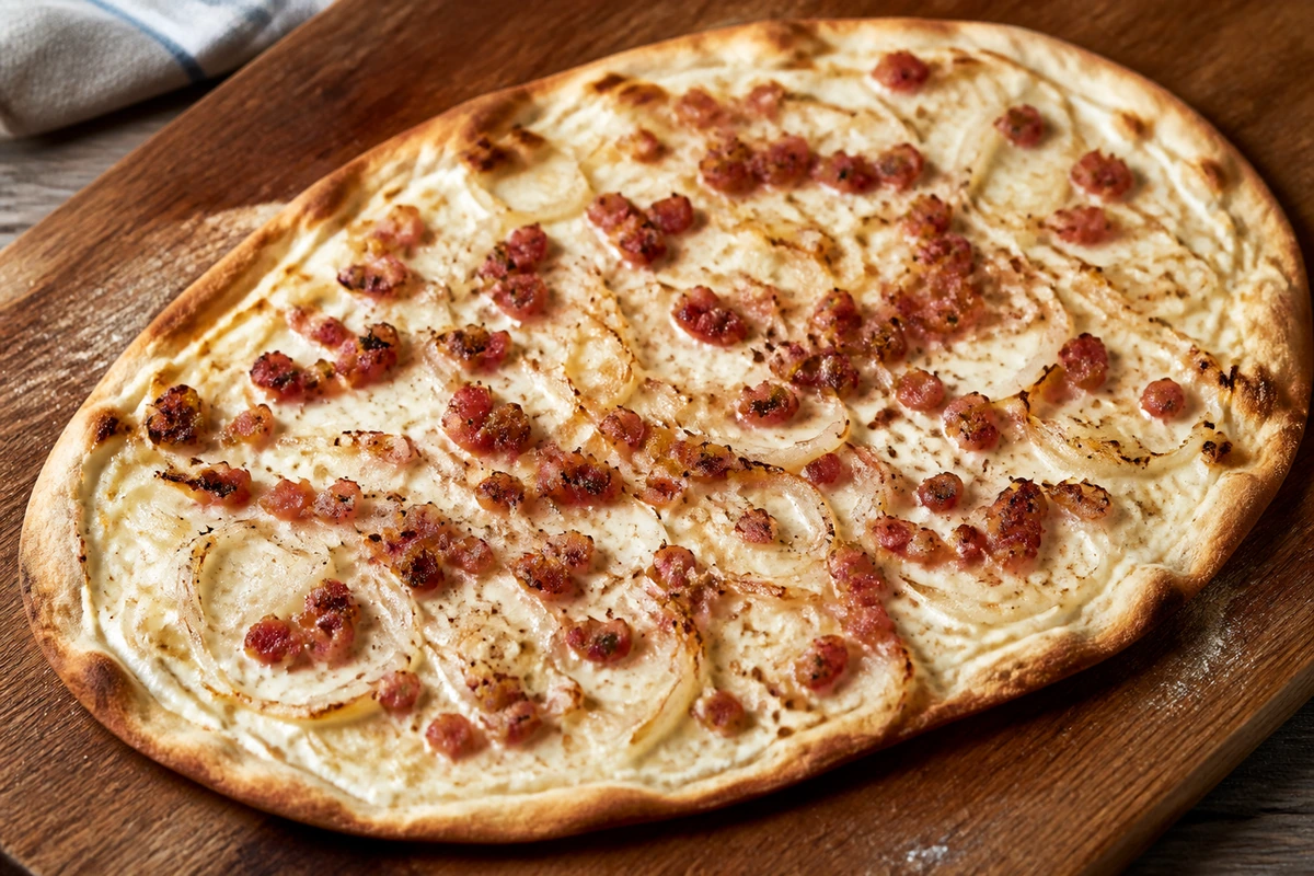Flammkuchen Elsässer Art – KI-Serviervorschlag