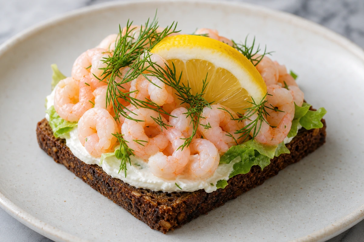 Smørrebrød mit Garnelen – KI-Serviervorschlag