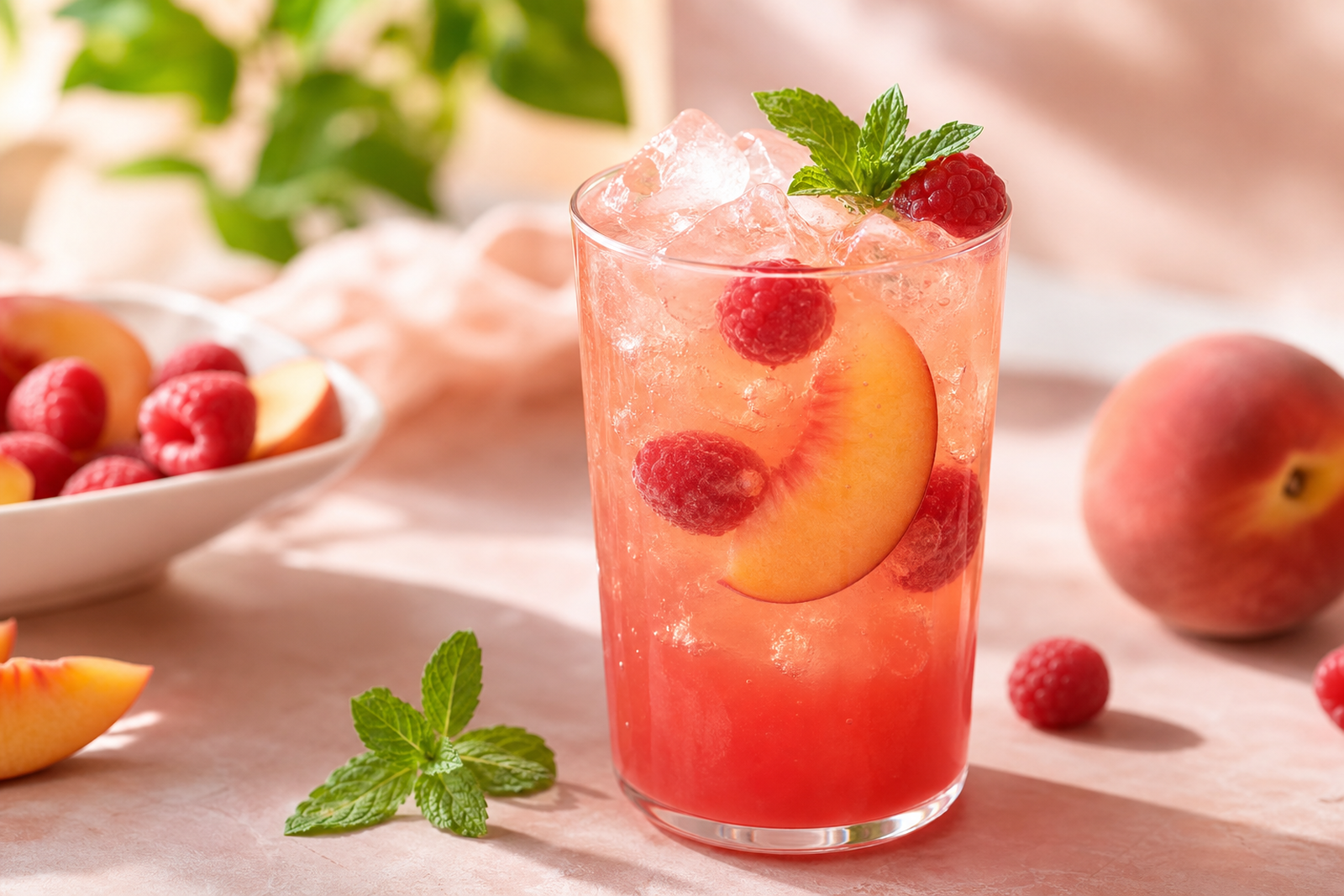 Zdjęcie przepisu: Agua Fresca brzoskwiniowo-malinowa (Letnie horchaty i aguas frescas)