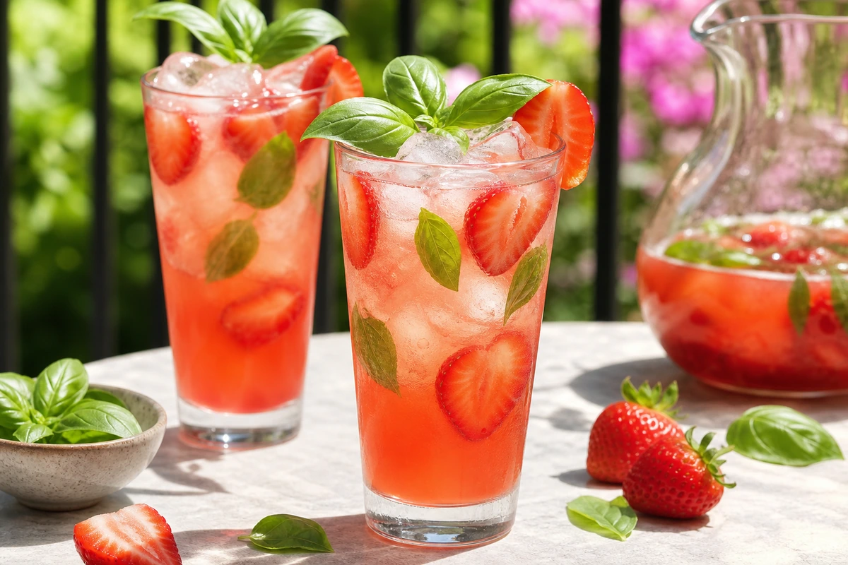 Erdbeer-Basilikum-Limonade – KI-Serviervorschlag