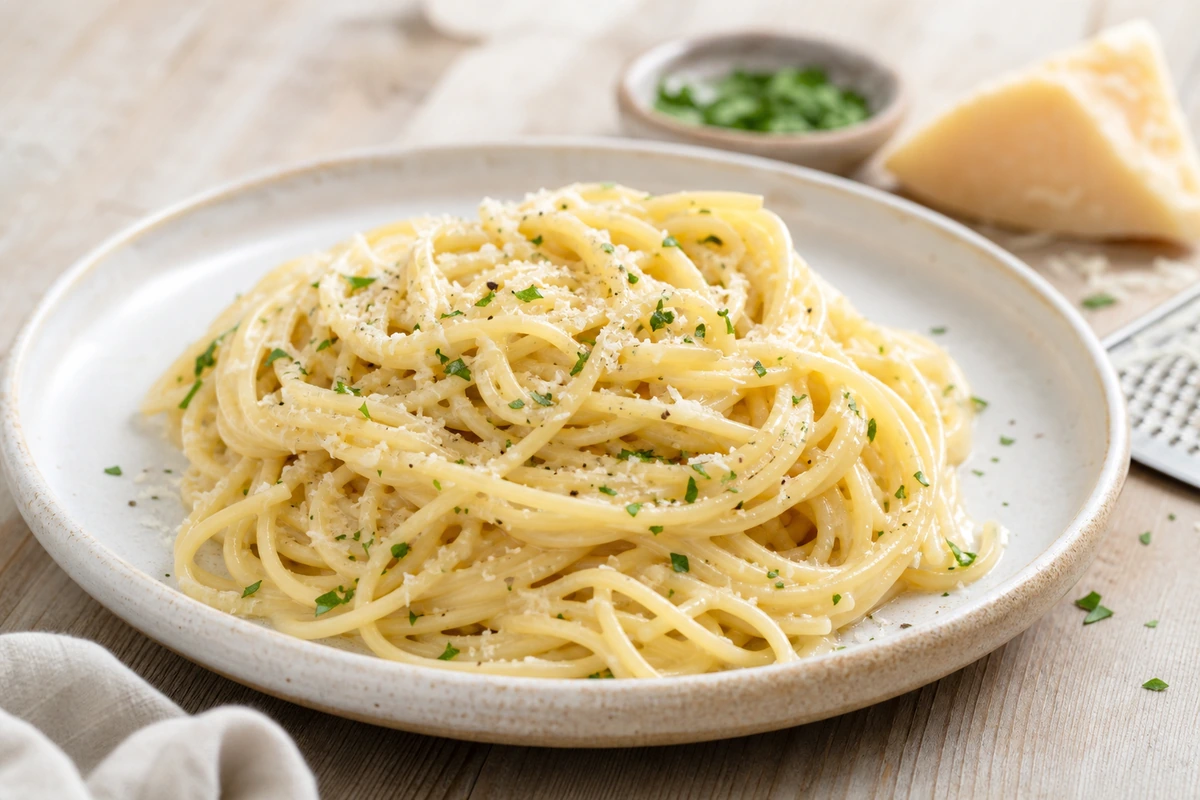 Cremige Parmesan-Pasta ohne Sahne – Rezeptfoto