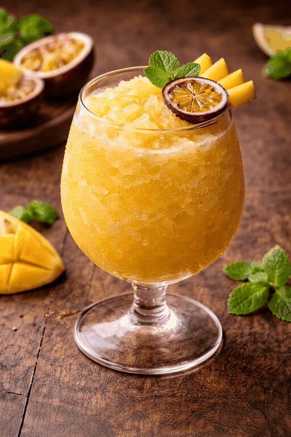 Mango-Maracuja-Rum-Slush für den Ninja Slushi – Rezeptfoto