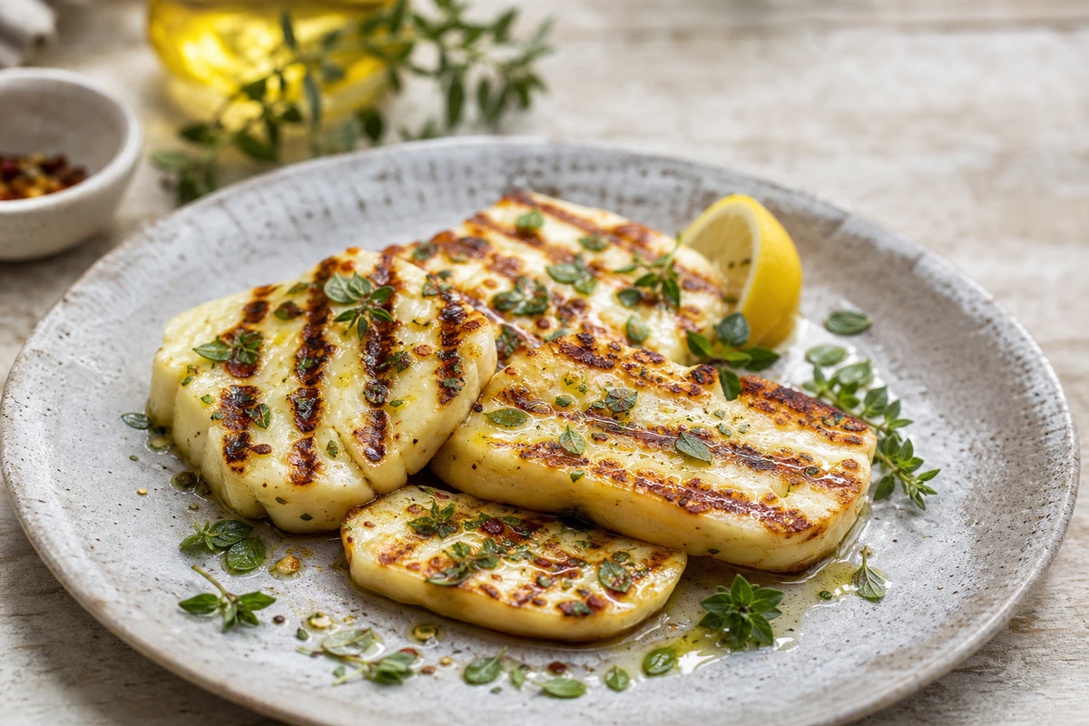 Halloumi grigliato con erbe e olio d'oliva – Foto della ricetta