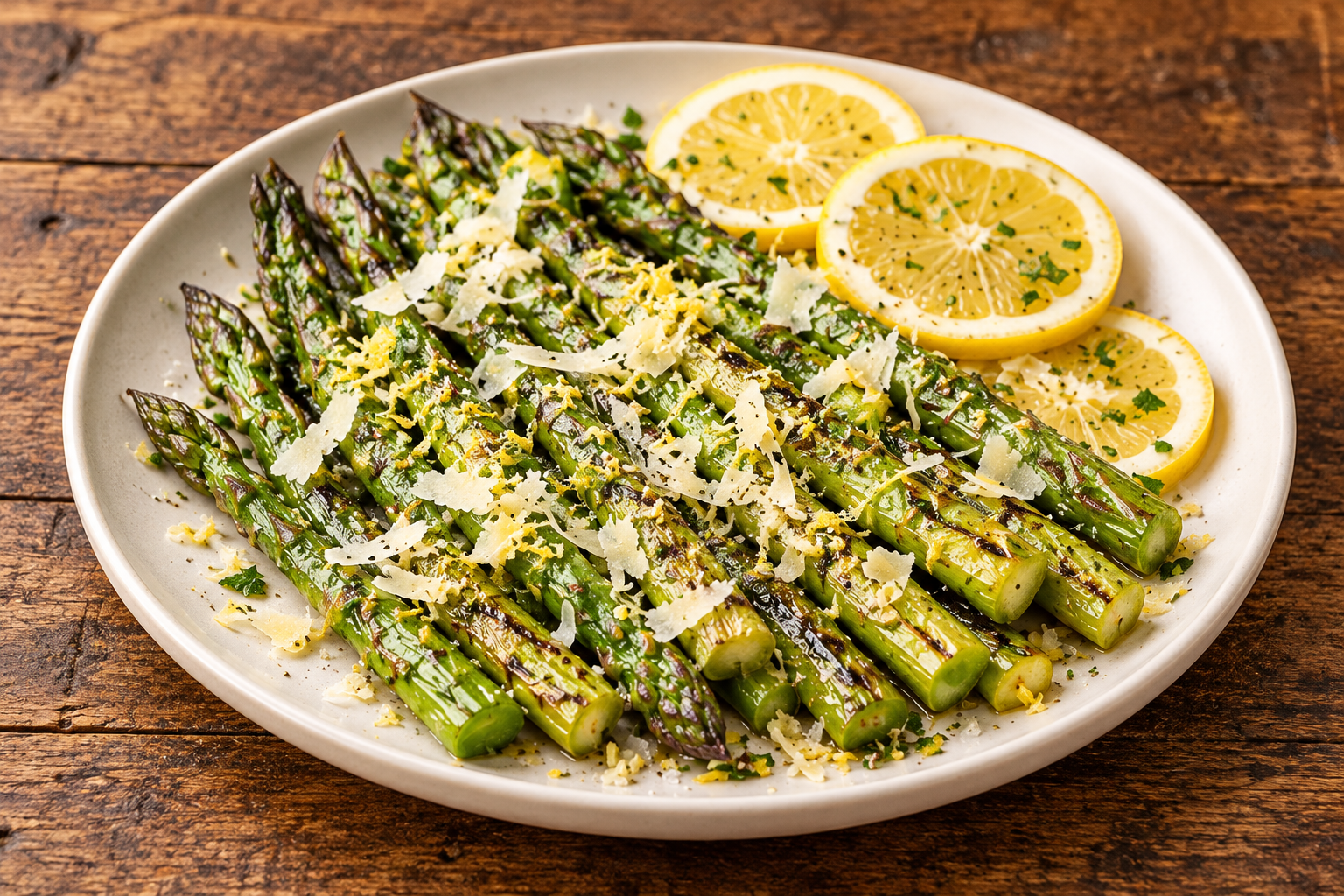 Rezeptfoto: Spargel vom Grill mit Parmesan und Zitrone (Spargel & Saisonküche)