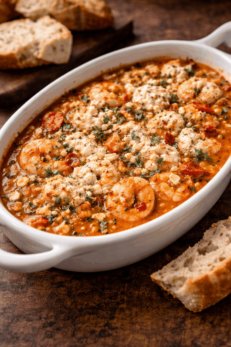 Recipe photo: Shrimp in white wine, tomato and feta sauce from the oven (Oven Dishes)