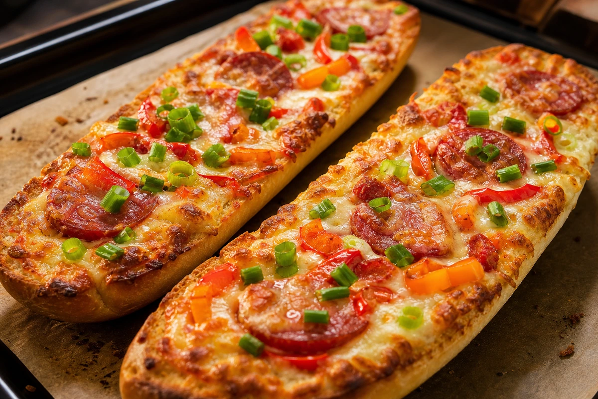 Filled oven baguette with chorizo – Recipe photo