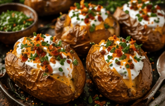 Rezeptfoto: Ofenkartoffeln Deluxe mit Toppings (Beilagen)