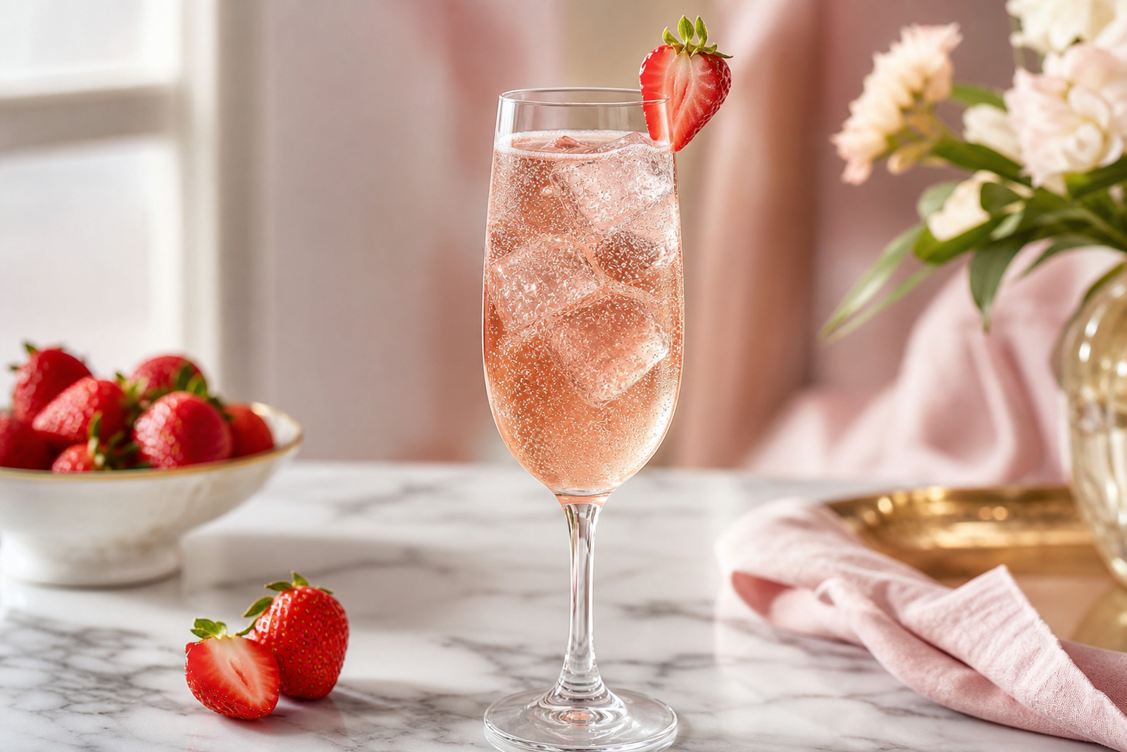 Zdjęcie przepisu: Horchata truskawkowa z mlekiem ryżowym Sekt Royal (Letnie horchaty i aguas frescas)