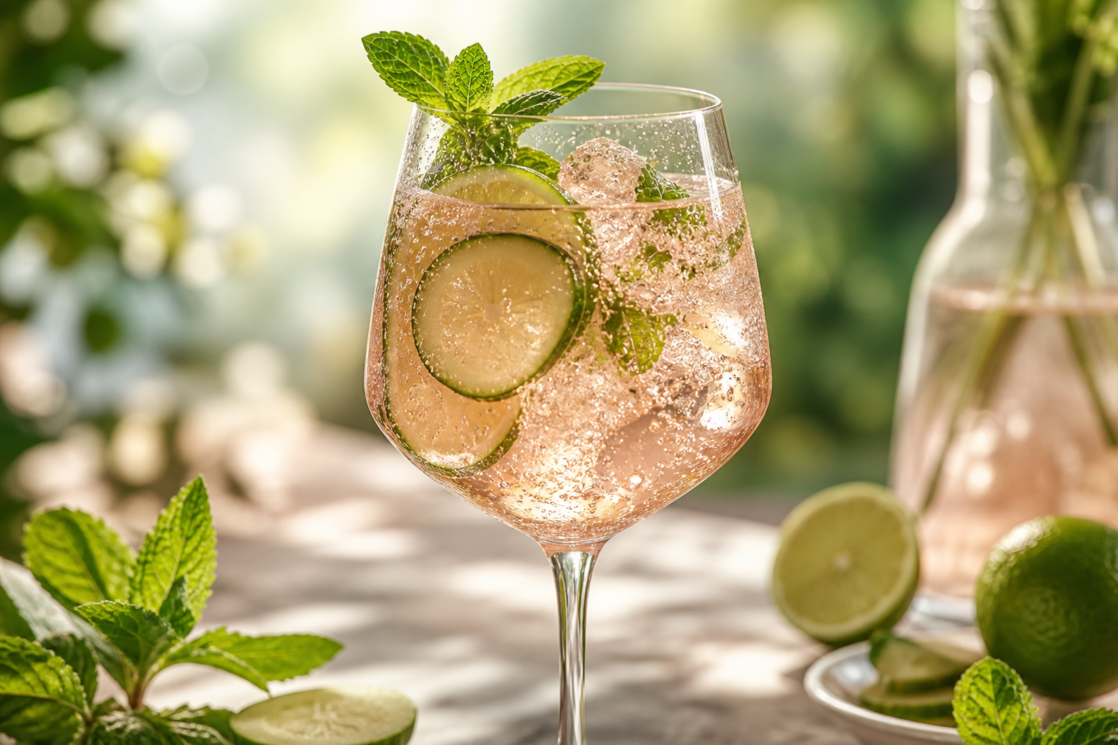 Recipe photo: Cucumber Lime Mint Agua Fresca Rosé Spritz (Summer horchatas & aguas frescas)