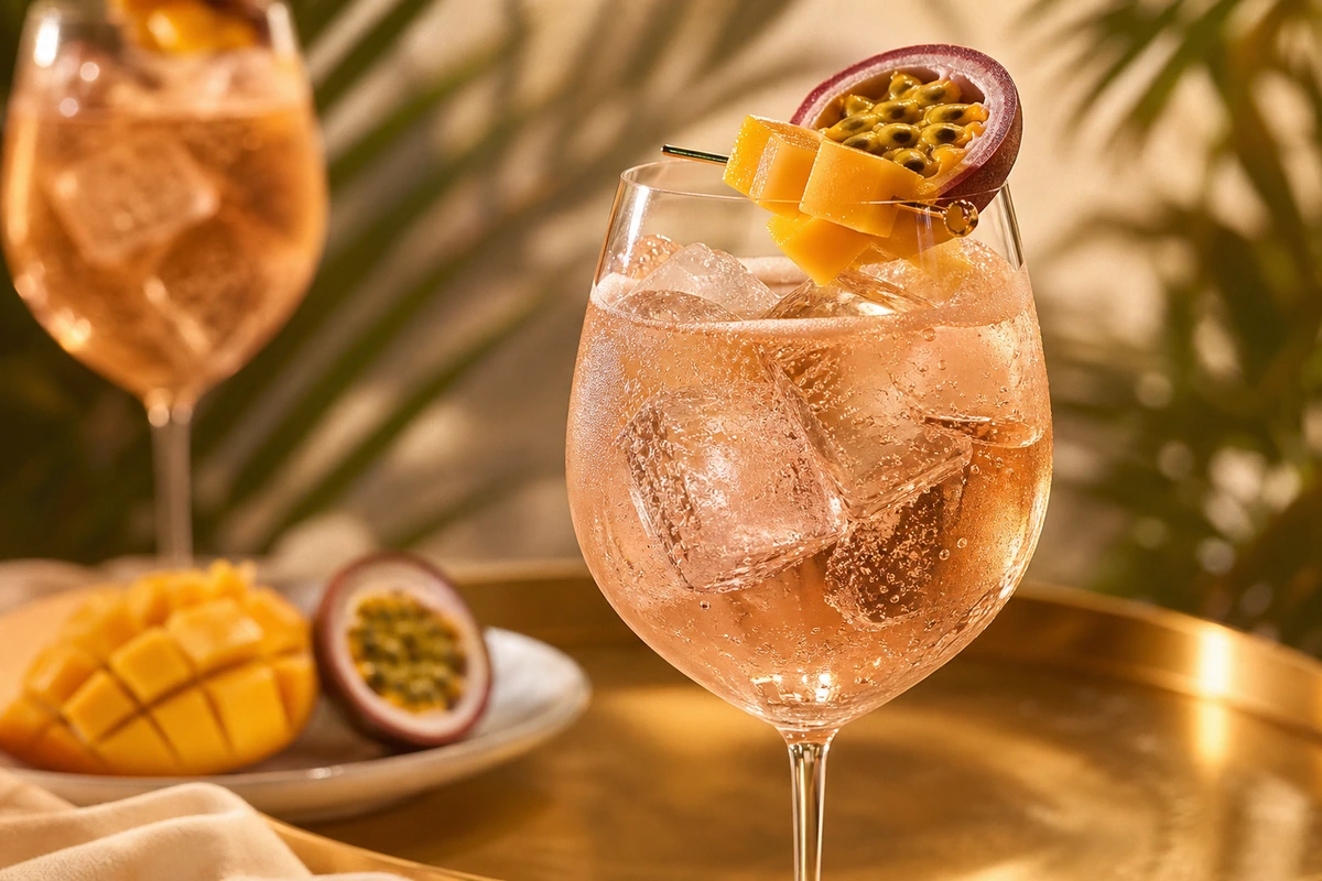 Mango-Maracuja Agua Fresca Rosé Spritz – KI-Serviervorschlag