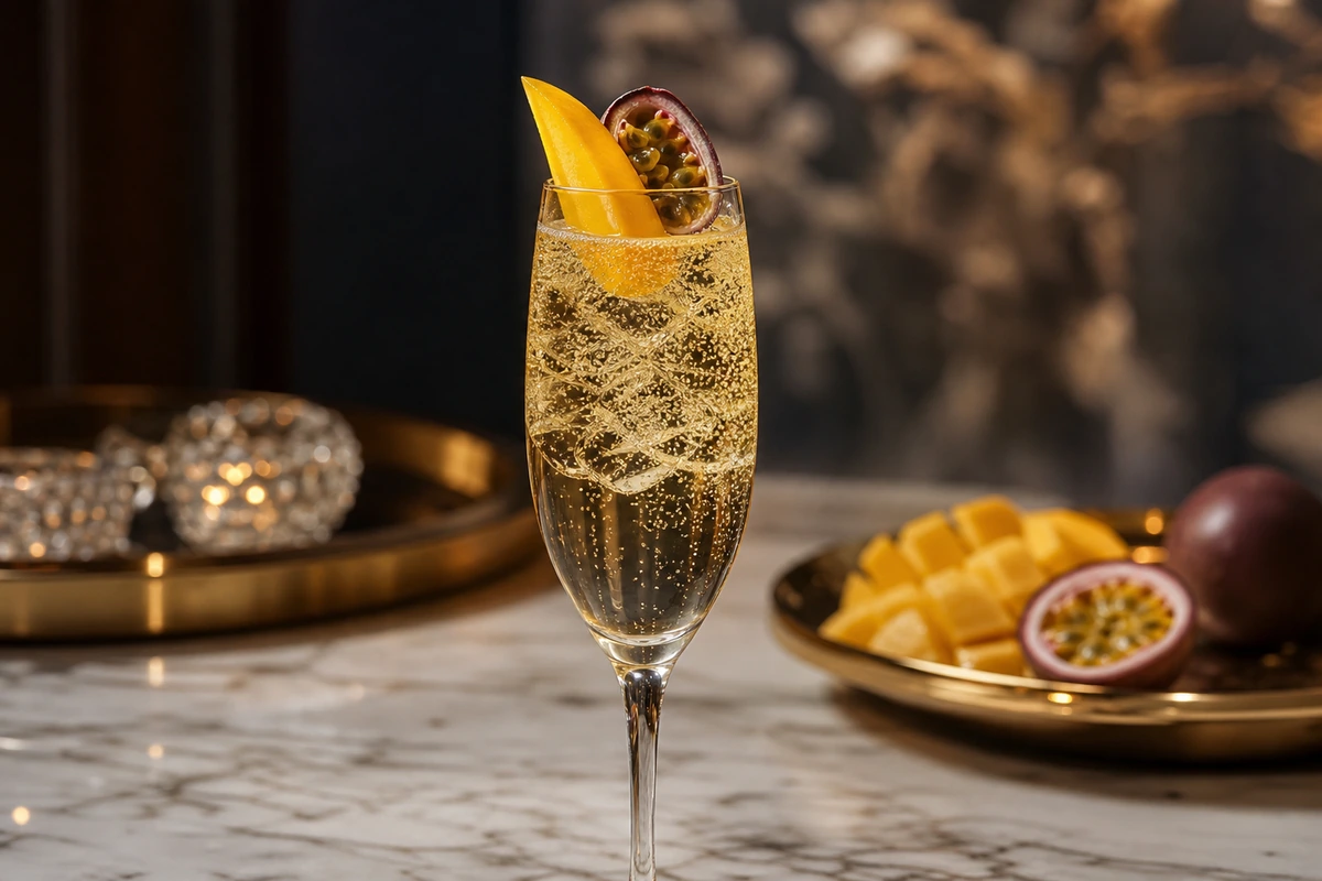 Mango-Maracuja Agua Fresca Sekt Royal – KI-Serviervorschlag
