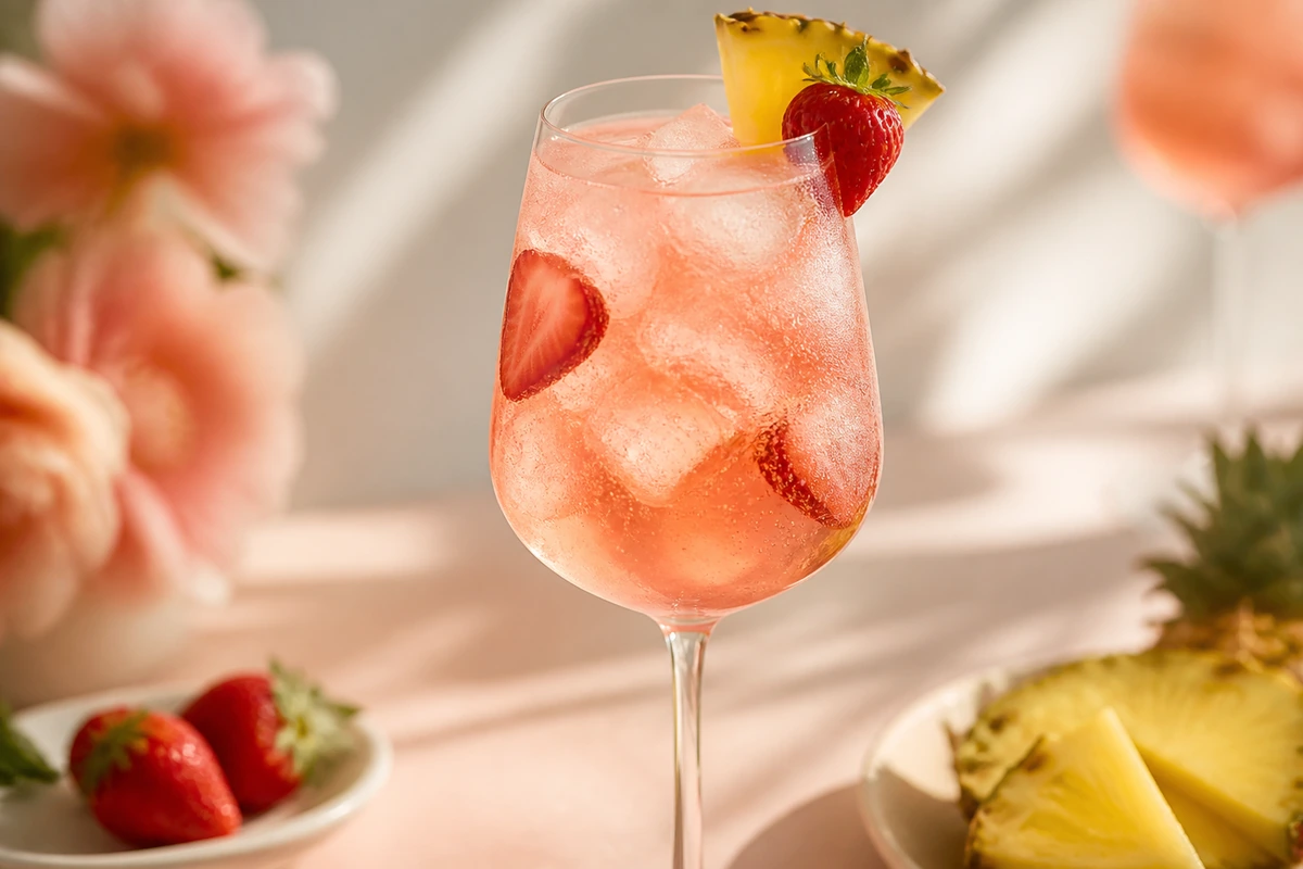 Erdbeer-Ananas Agua Fresca Rosé Spritz – KI-Serviervorschlag