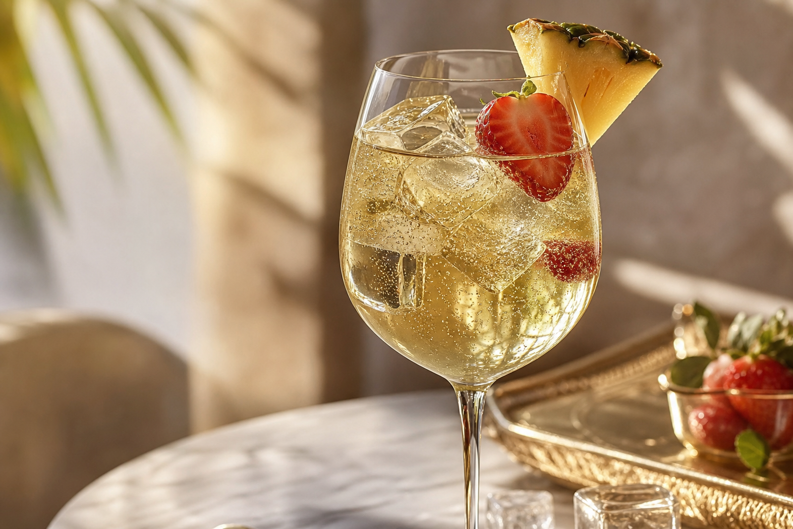 Recipe photo: Strawberry Pineapple Agua Fresca White Wine Spritz (Summer horchatas & aguas frescas)