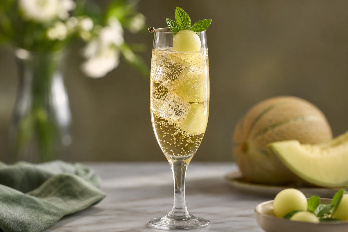 Honigmelone-Minze Agua Fresca Sekt Royal – KI-Serviervorschlag