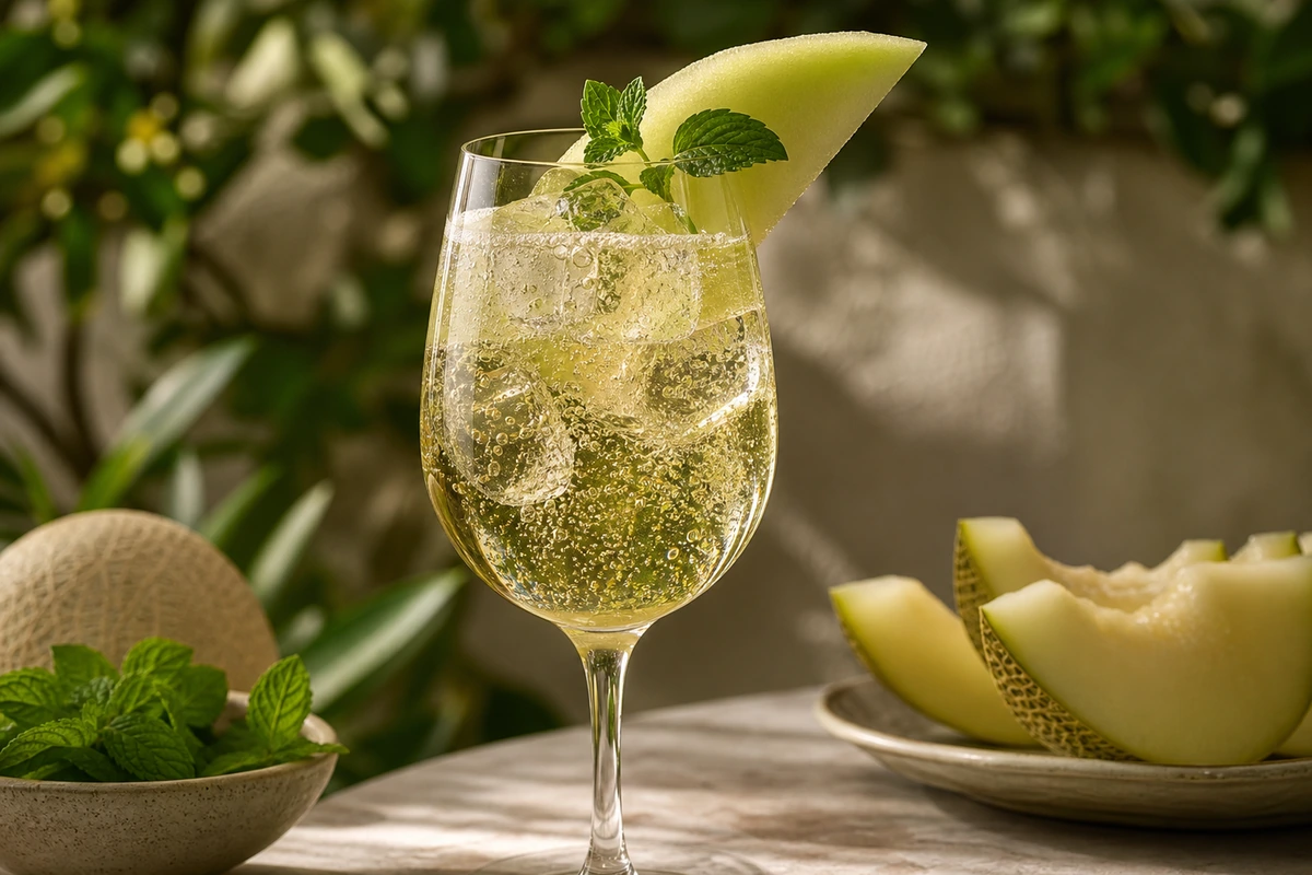 Honigmelone-Minze Agua Fresca Weißwein Spritz – KI-Serviervorschlag