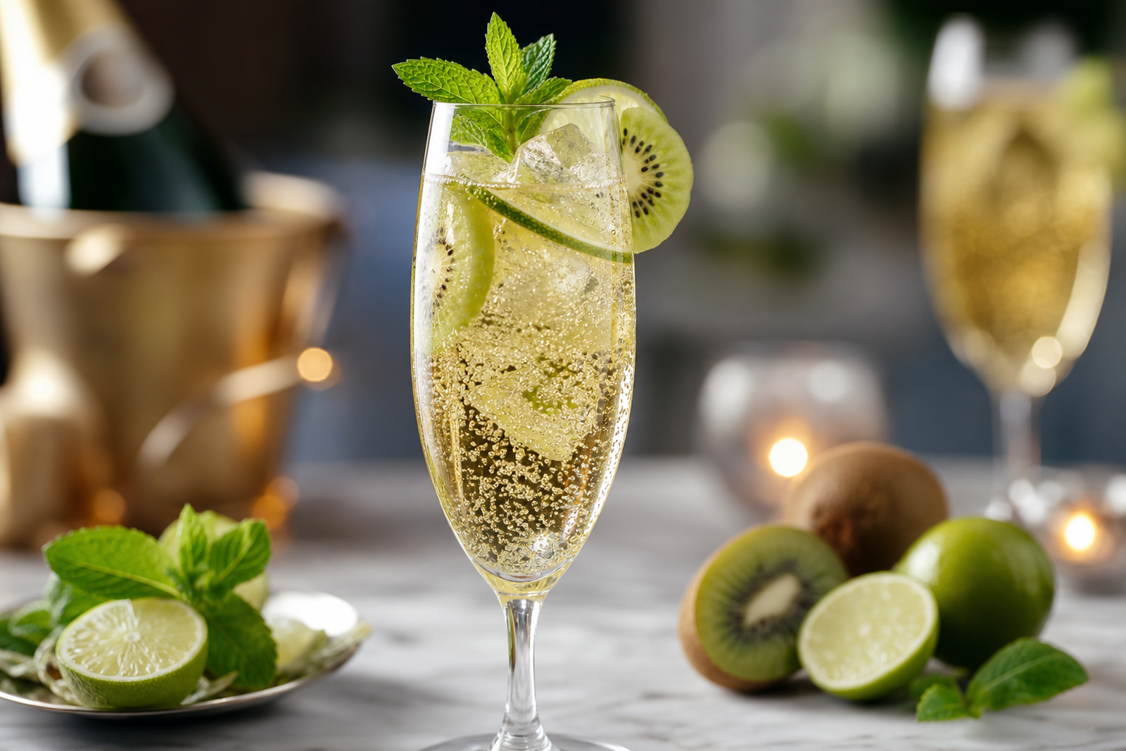 Recipe photo: Kiwi Lime Agua Fresca Sekt Royal (Summer horchatas & aguas frescas)