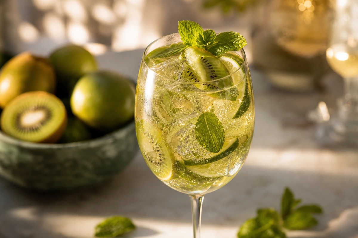 Kiwi-Limette Agua Fresca Weißwein Spritz – KI-Serviervorschlag