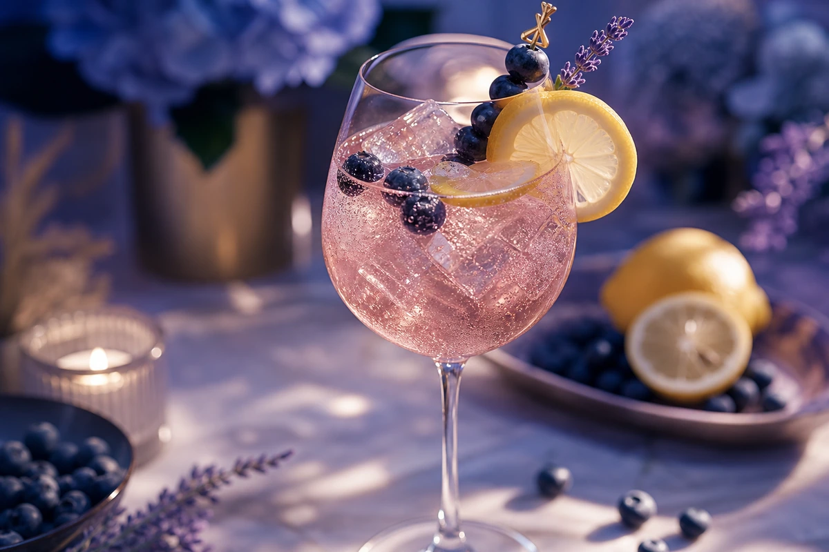 Blaubeere-Zitrone Agua Fresca Rosé Spritz – KI-Serviervorschlag