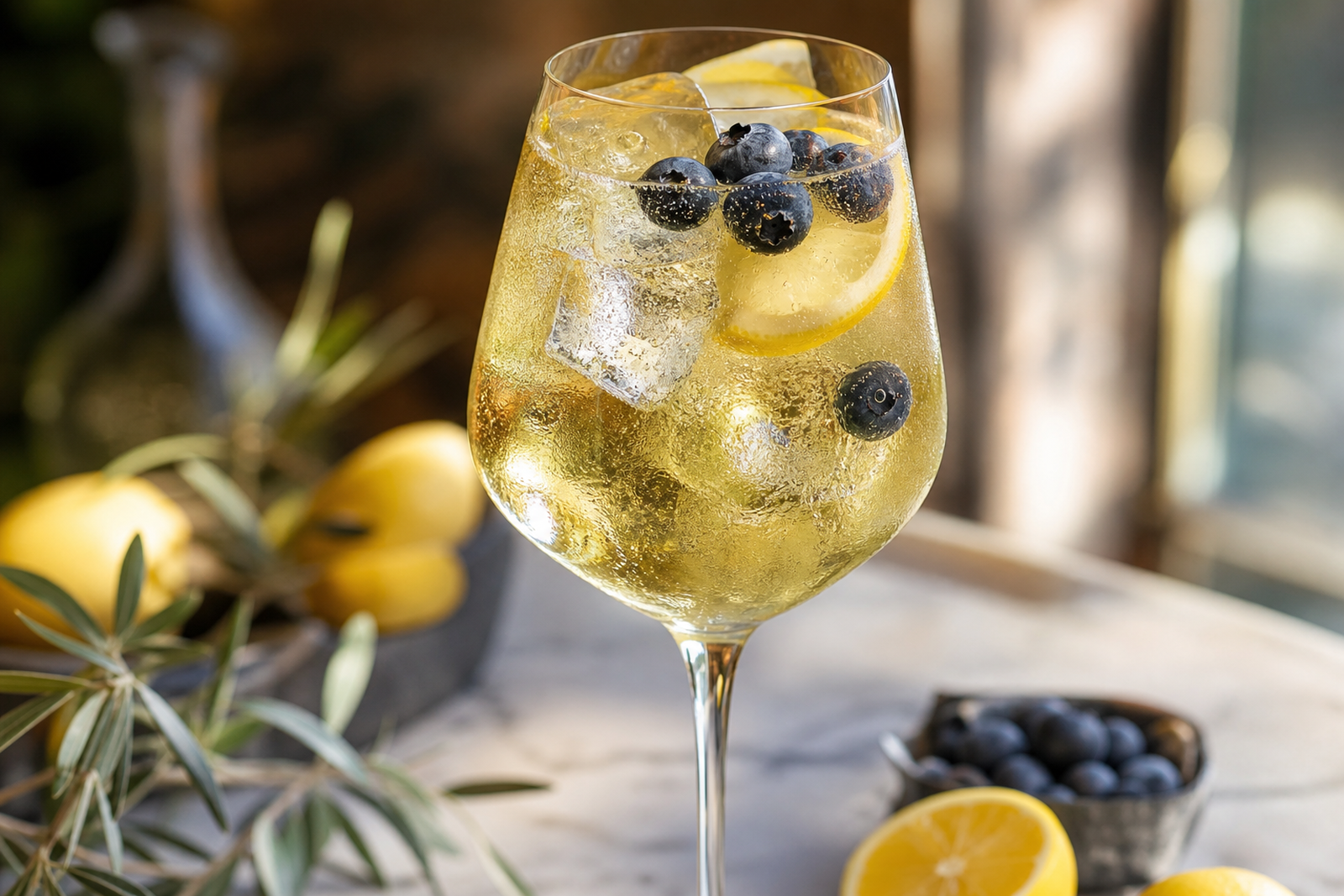Recipe photo: Blueberry Lemon Agua Fresca White Wine Spritz (Summer horchatas & aguas frescas)